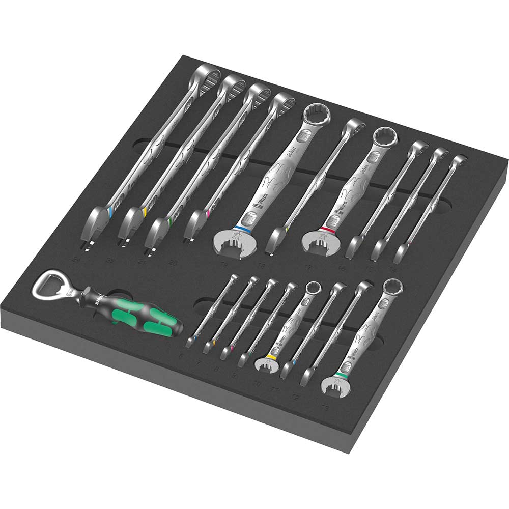 Image of Wera Joker 6003 19 Piece Combination Spanner Set 1 in Foam Insert Tray