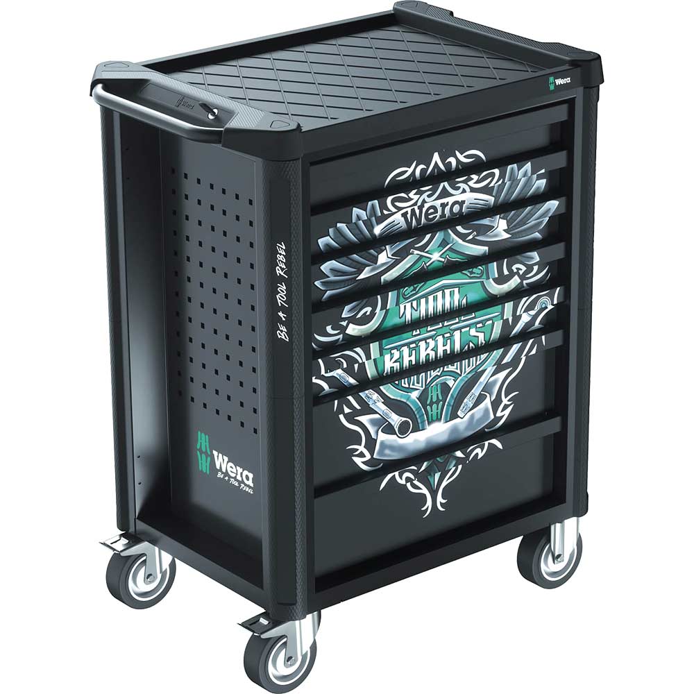 Image of Wera Tool Rebel 7 Drawer Roller Cabinet and Hand Tool Kit Black