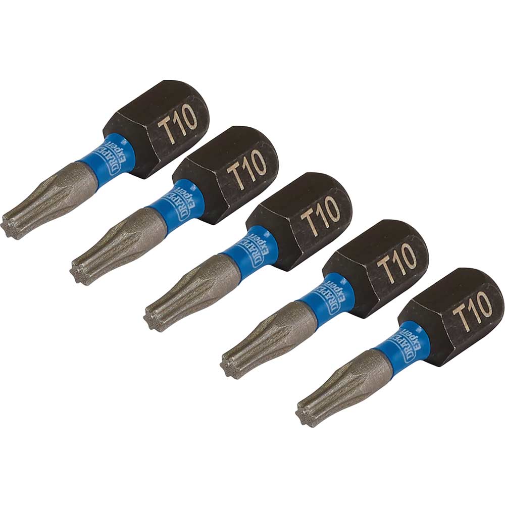 Image of Draper Expert Impact Torx Screwdriver Bits T10 25mm Pack of 5