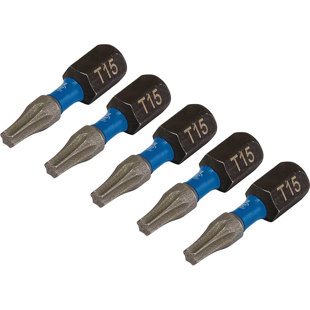 Draper Expert Impact Torx Screwdriver Bits T15 25mm Pack of 5