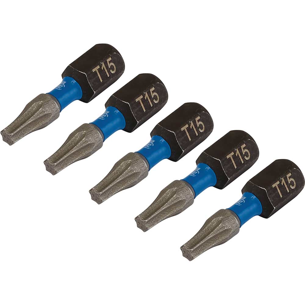 Image of Draper Expert Impact Torx Screwdriver Bits T15 25mm Pack of 5