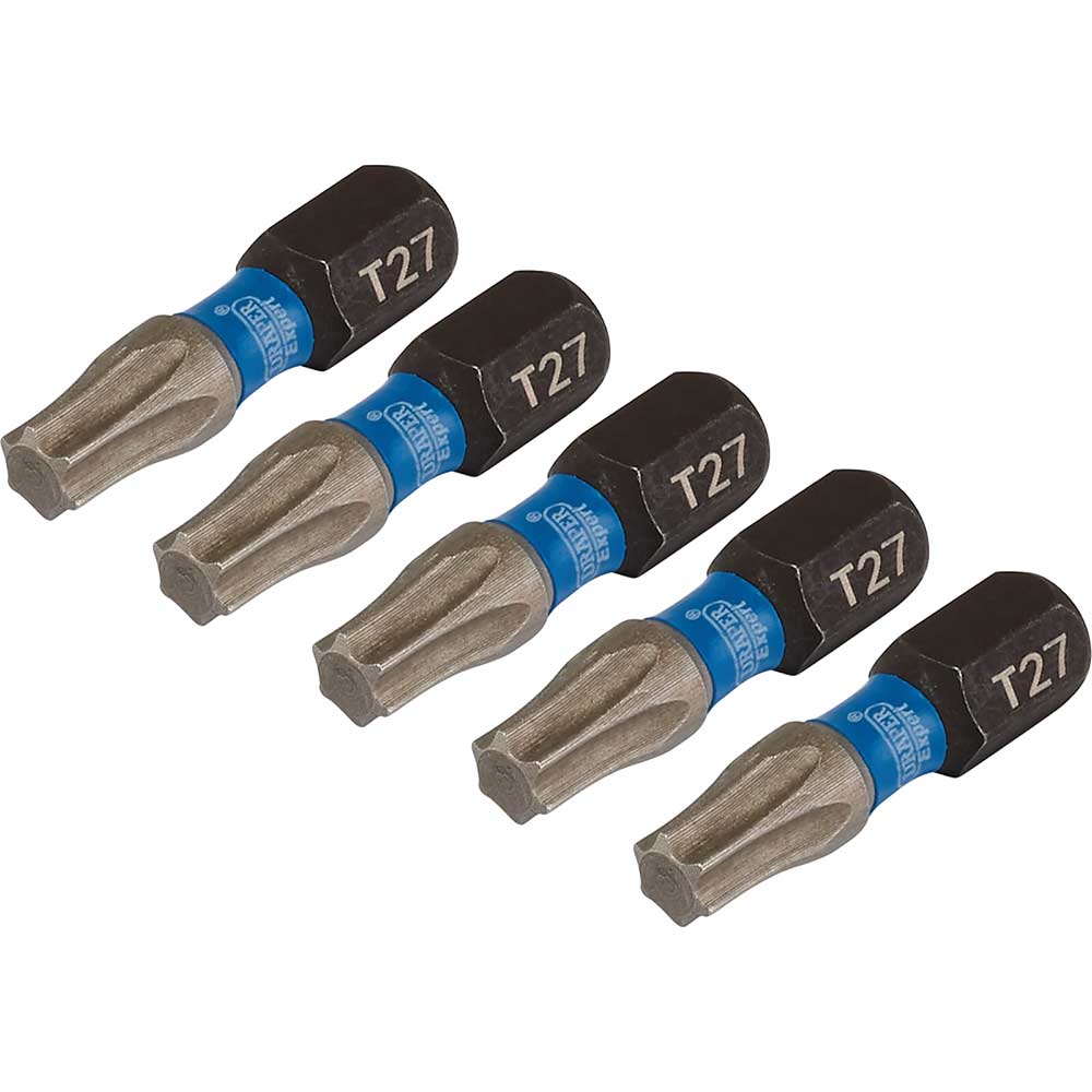 Image of Draper Expert Impact Torx Screwdriver Bits T27 25mm Pack of 5