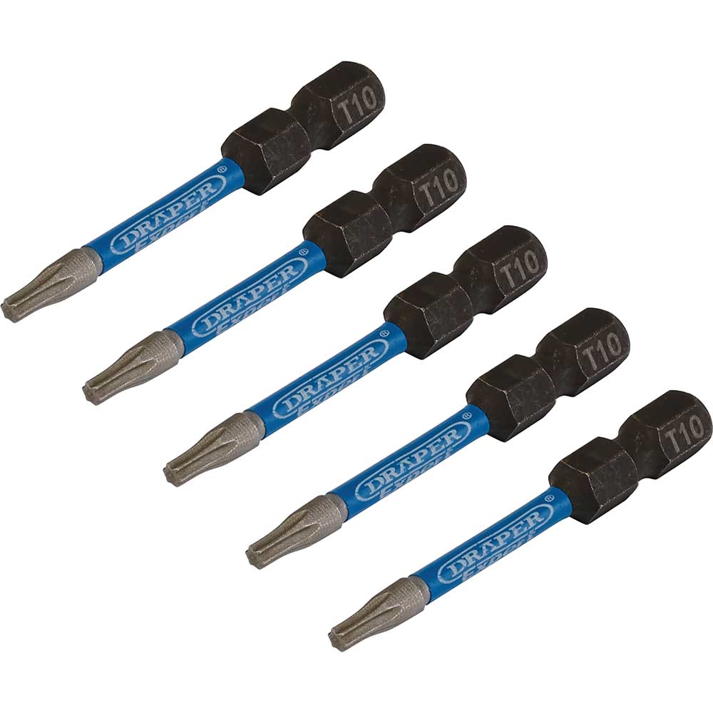 Image of Draper Expert Impact Torx Screwdriver Bits T10 50mm Pack of 5