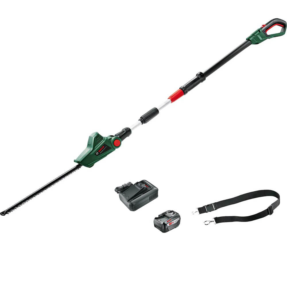 Bosch UNIVERSALHEDGEPOLE P4A 18v Cordless Telescopic Pole Hedge Trimmer 430mm 1 x 6ah Li-ion Battery Charger