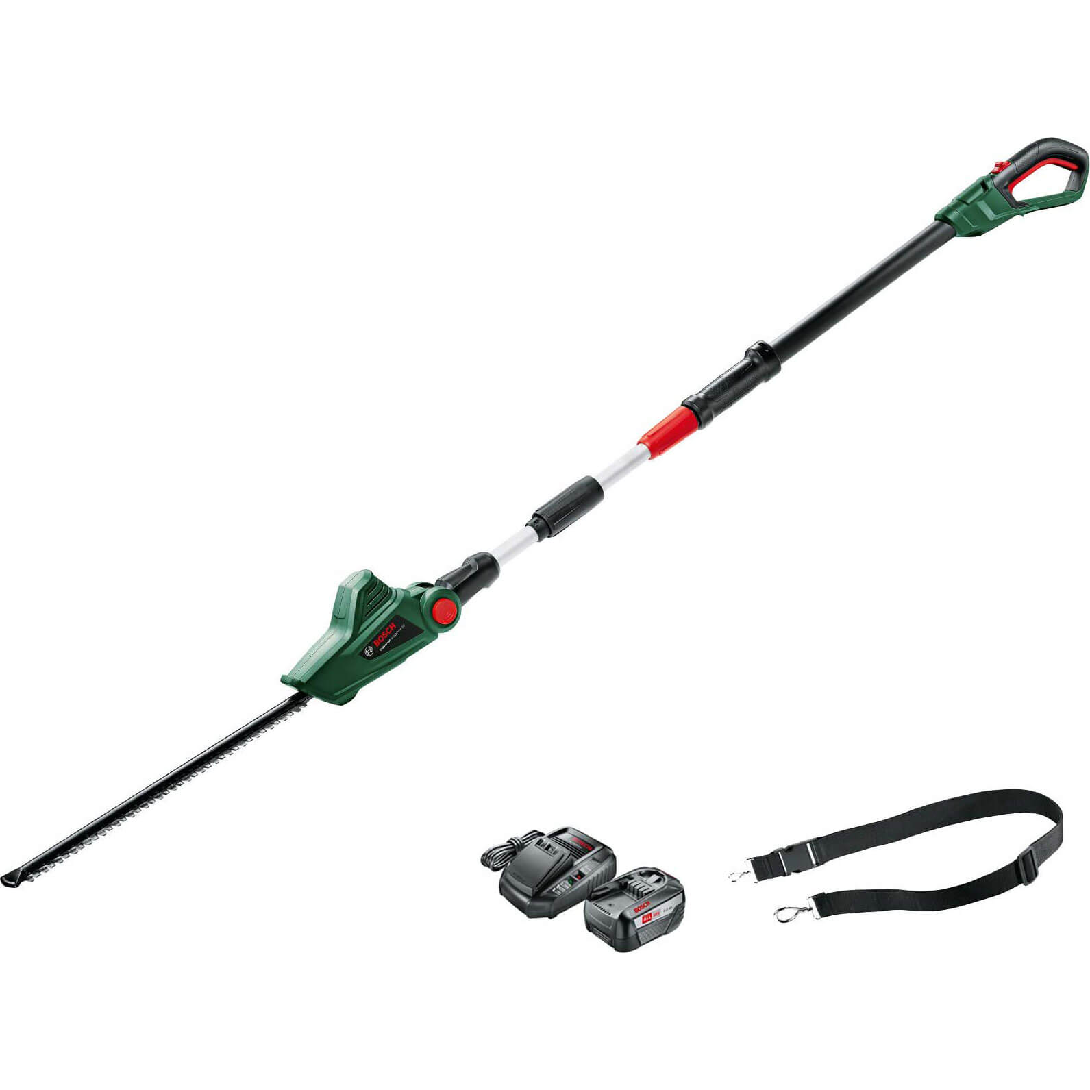 Bosch UNIVERSALHEDGEPOLE P4A 18v Cordless Telescopic Pole Hedge Trimmer 430mm 1 x 6ah Li-ion Charger FREE Hedge Trimmer Lubricant Worth 4.95