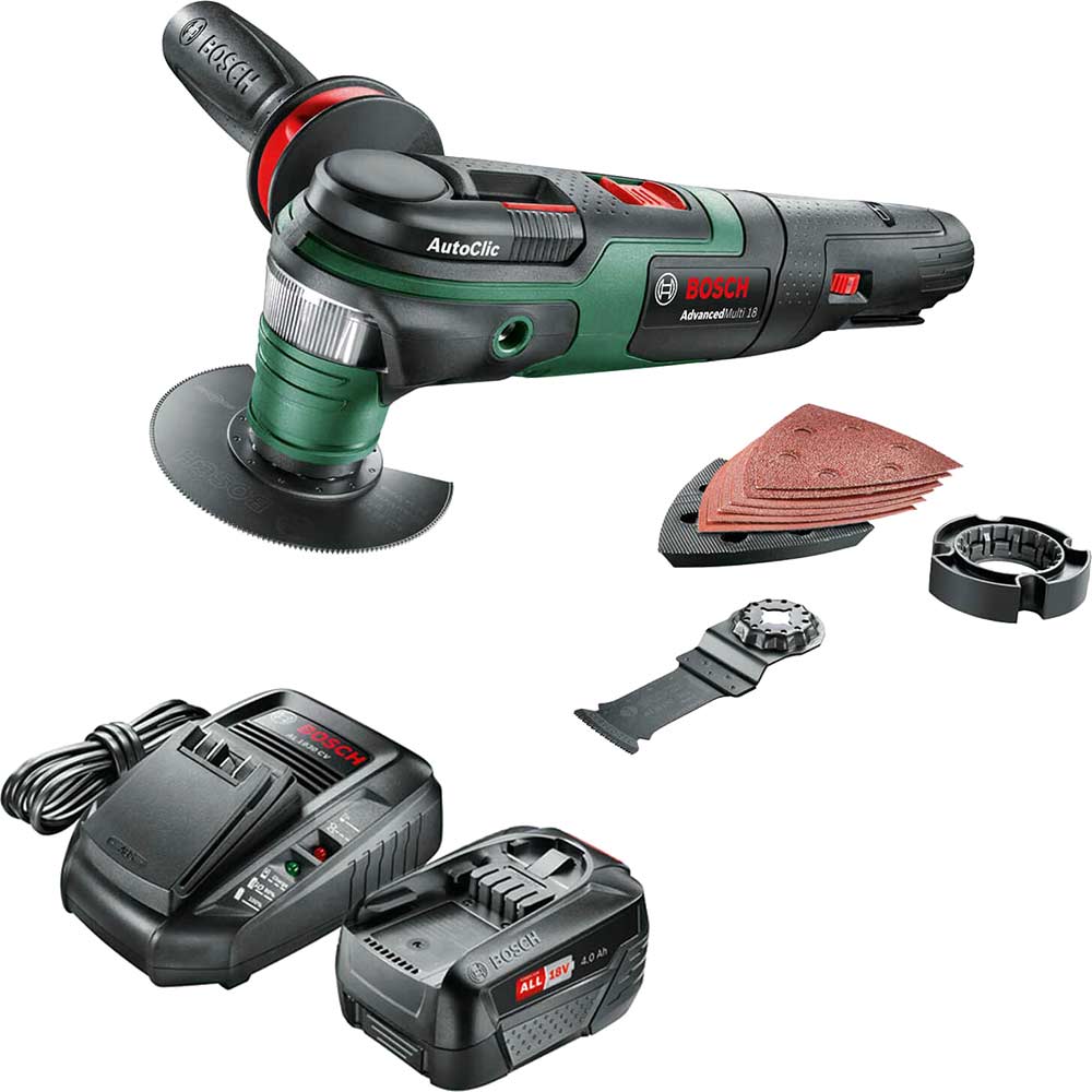 Bosch ADVANCEDMULTI P4A 18v Cordless Starlock Oscillating Multi Tool 1 x 4ah Li-ion Charger No Case