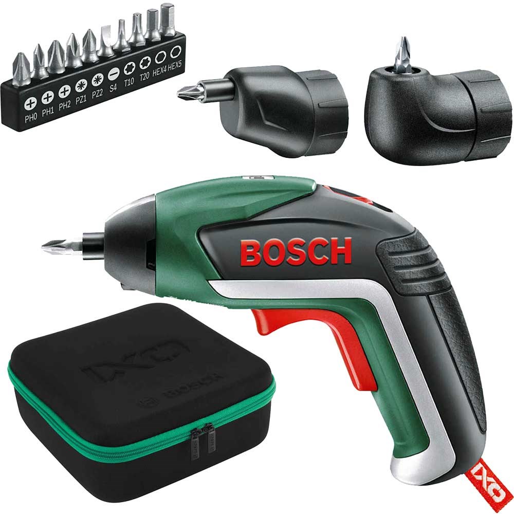 Bosch IXO V 3.6v Cordless Screwdriver and Offset Angle Adaptor