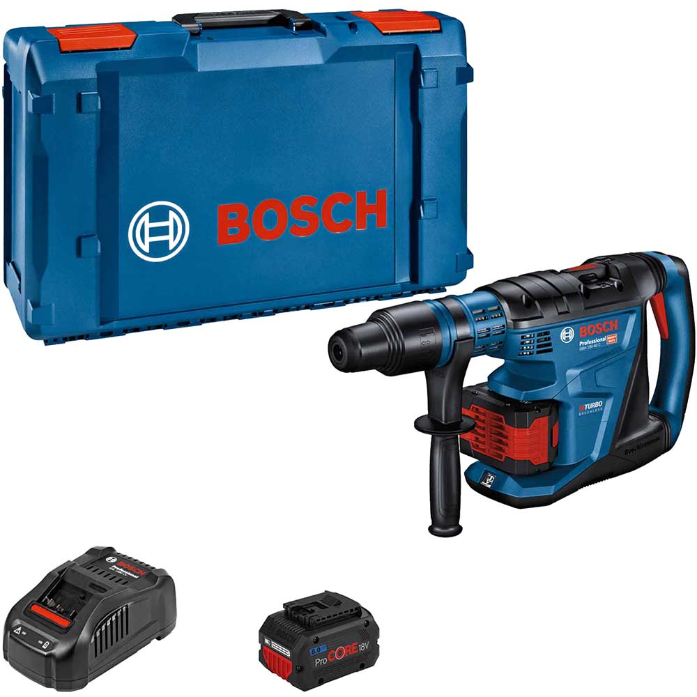 Bosch GBH 18V-40 C BITURBO 18v Cordless SDS Max Drill 2 x 8ah Li-ion ProCore Battery Charger Case