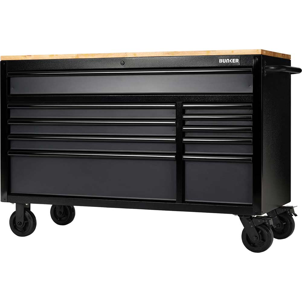 Image of Draper Bunker 10 Drawer Workbench Tool Roller Cabinet Black / Grey