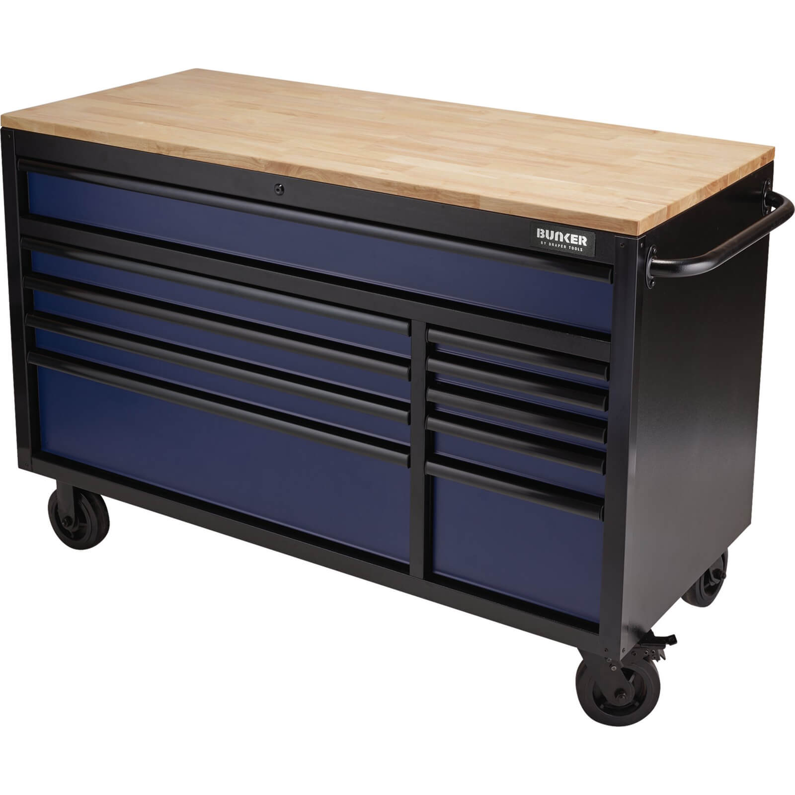 Image of Draper Bunker 10 Drawer Workbench Tool Roller Cabinet Black / Blue