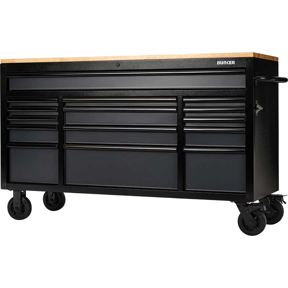 Bunker 15 Drawer Workbench Tool Roller Cabinet Black / Grey