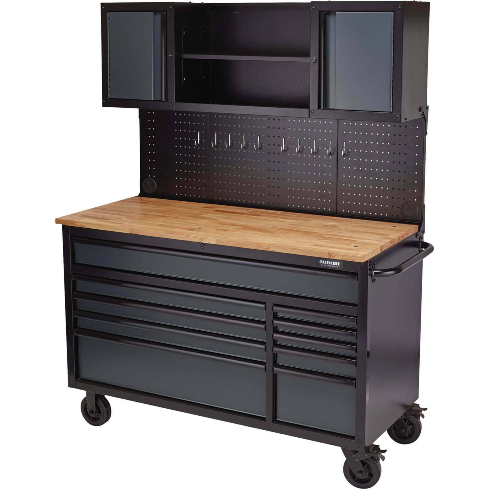 Image of Draper Bunker 10 Drawer Tool Roller Cabinet Workstation Black / Grey