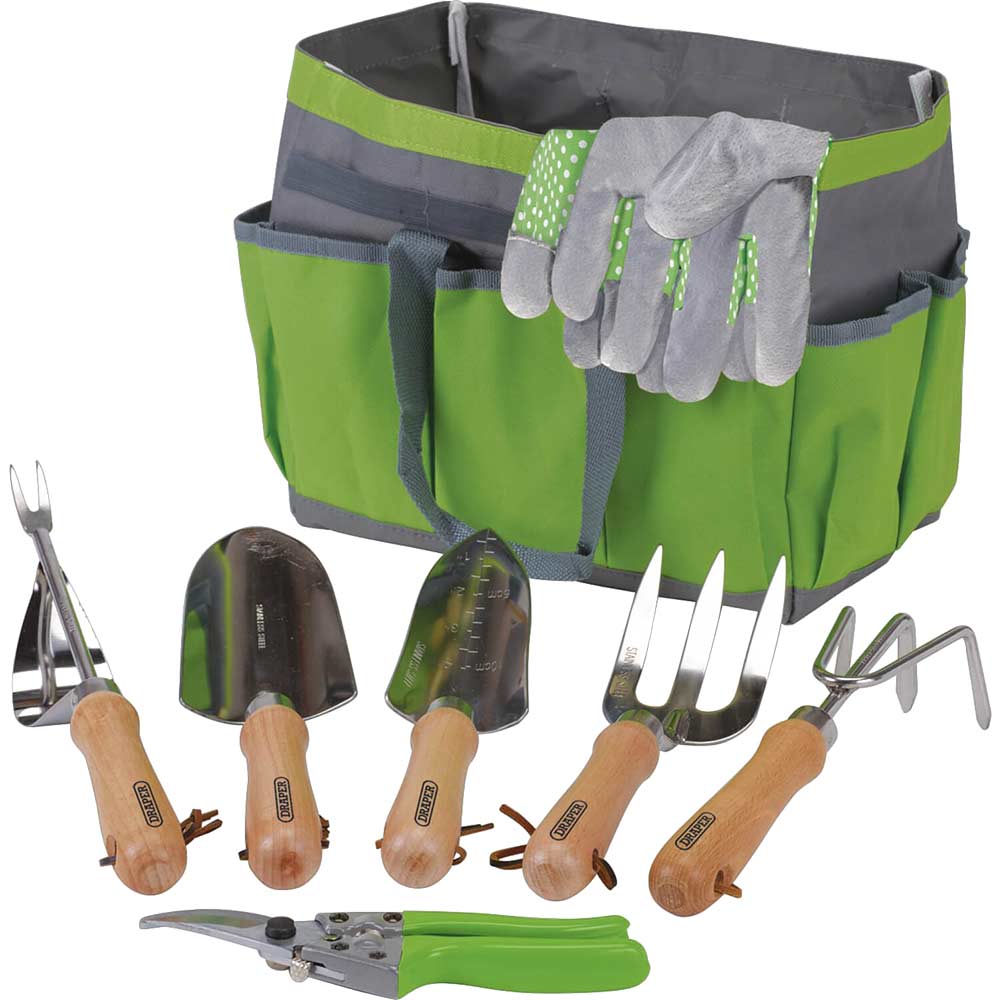 Image of Draper 8 Piece Stainless Steel Garden Tool Set