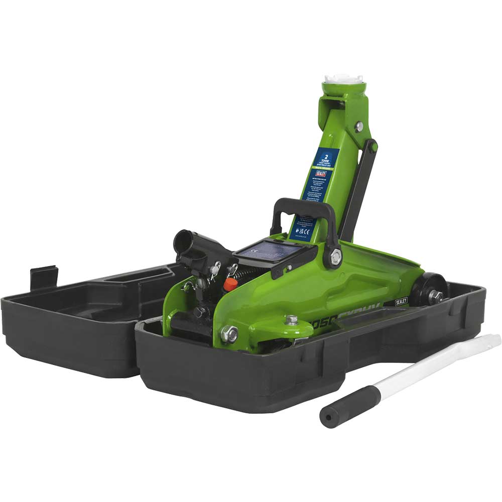 Sealey Short Chassis Hi Vis Trolley Jack with Case 2 Tonne
