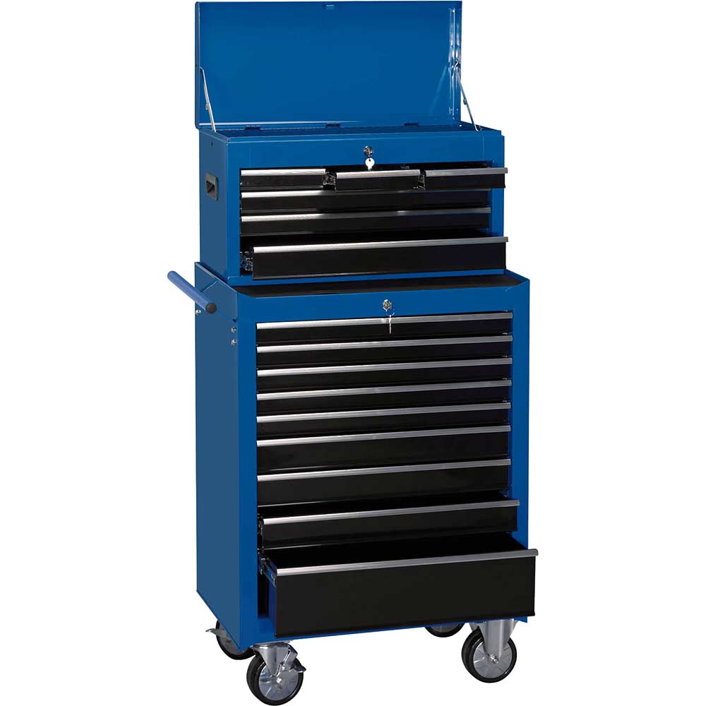 Draper 15 Drawer Roller Cabinet and Tool Chest Blue / Black