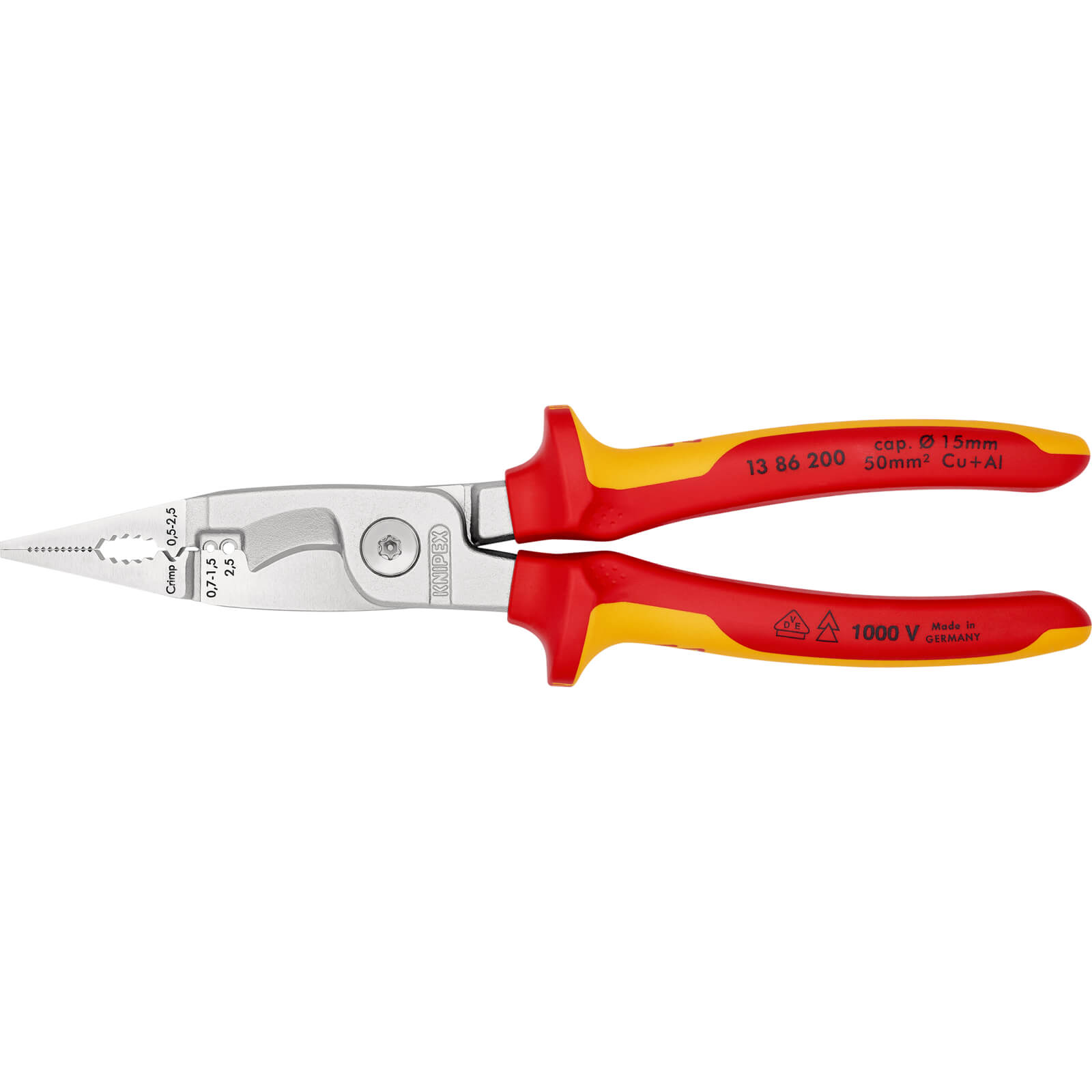 Image of Knipex 13 86 VDE Insulated Electrical Installation Pliers 200mm