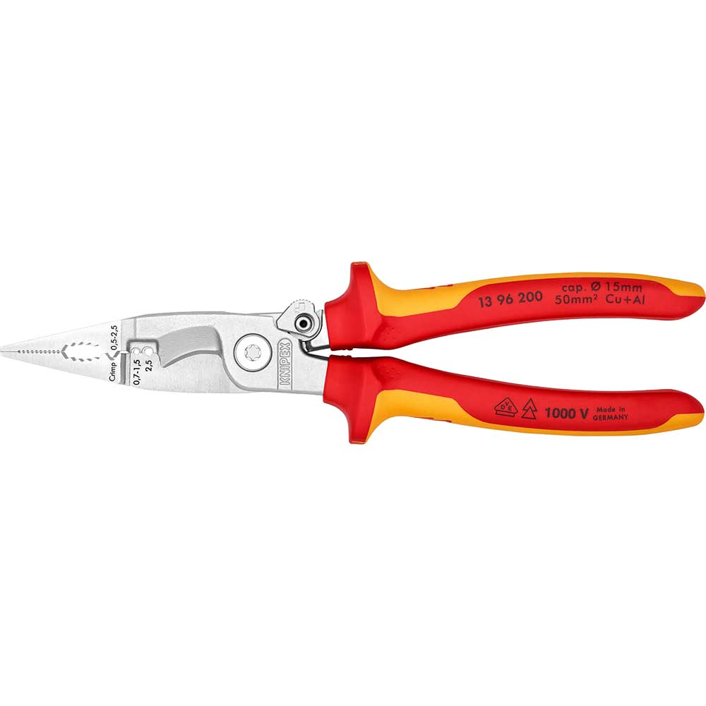 Image of Knipex 13 96 VDE Insulated Electrical Multifunction Installation Pliers 200mm