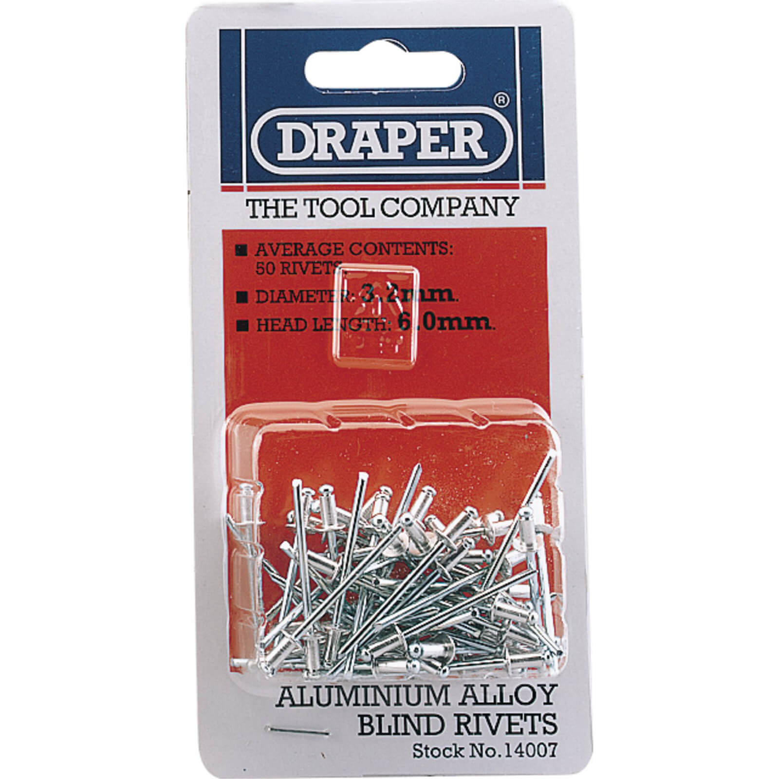 Image of Draper Aluminium Pop Rivets 3.2mm 5.2mm Pack of 50