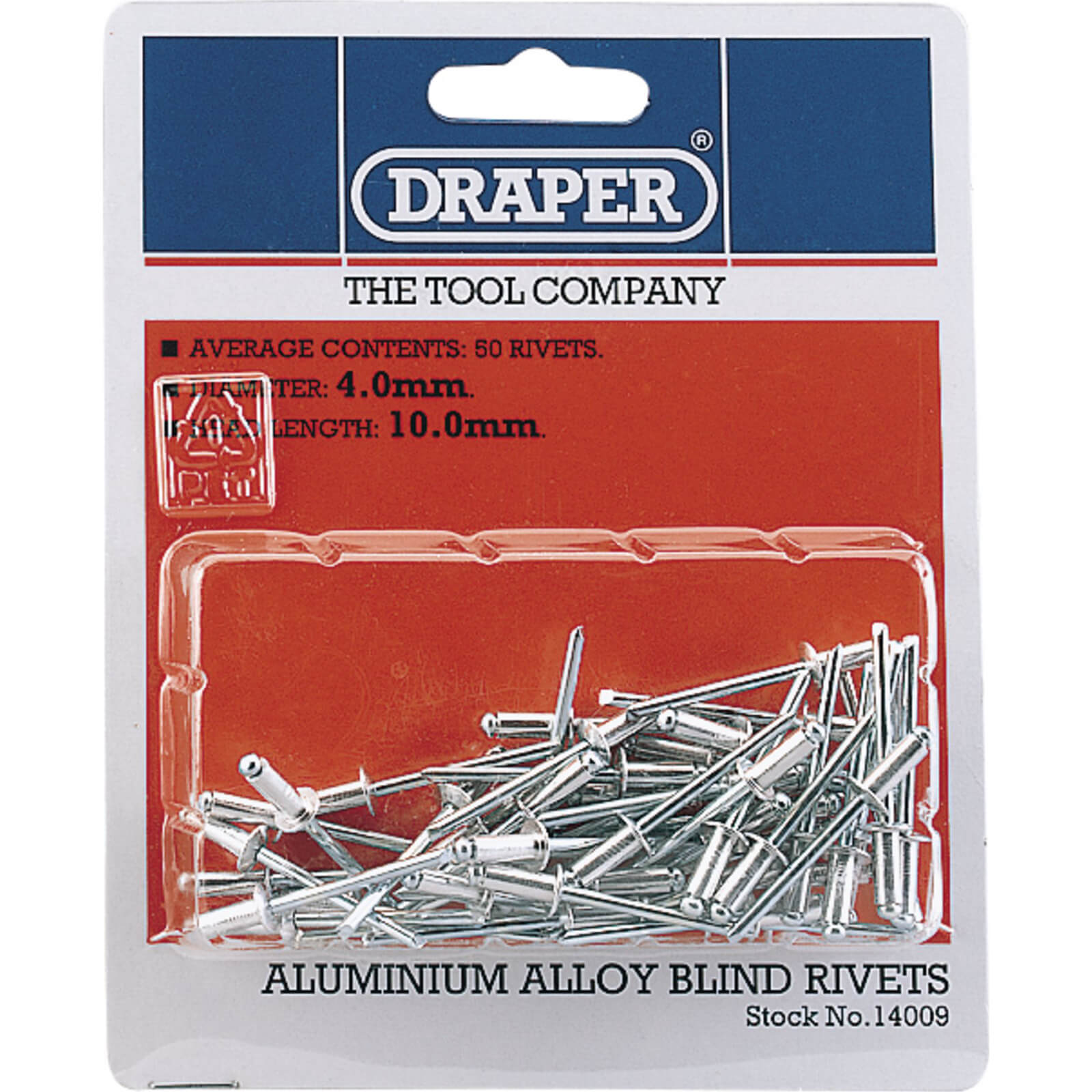 Image of Draper Aluminium Pop Rivets 4mm 10mm Pack of 50