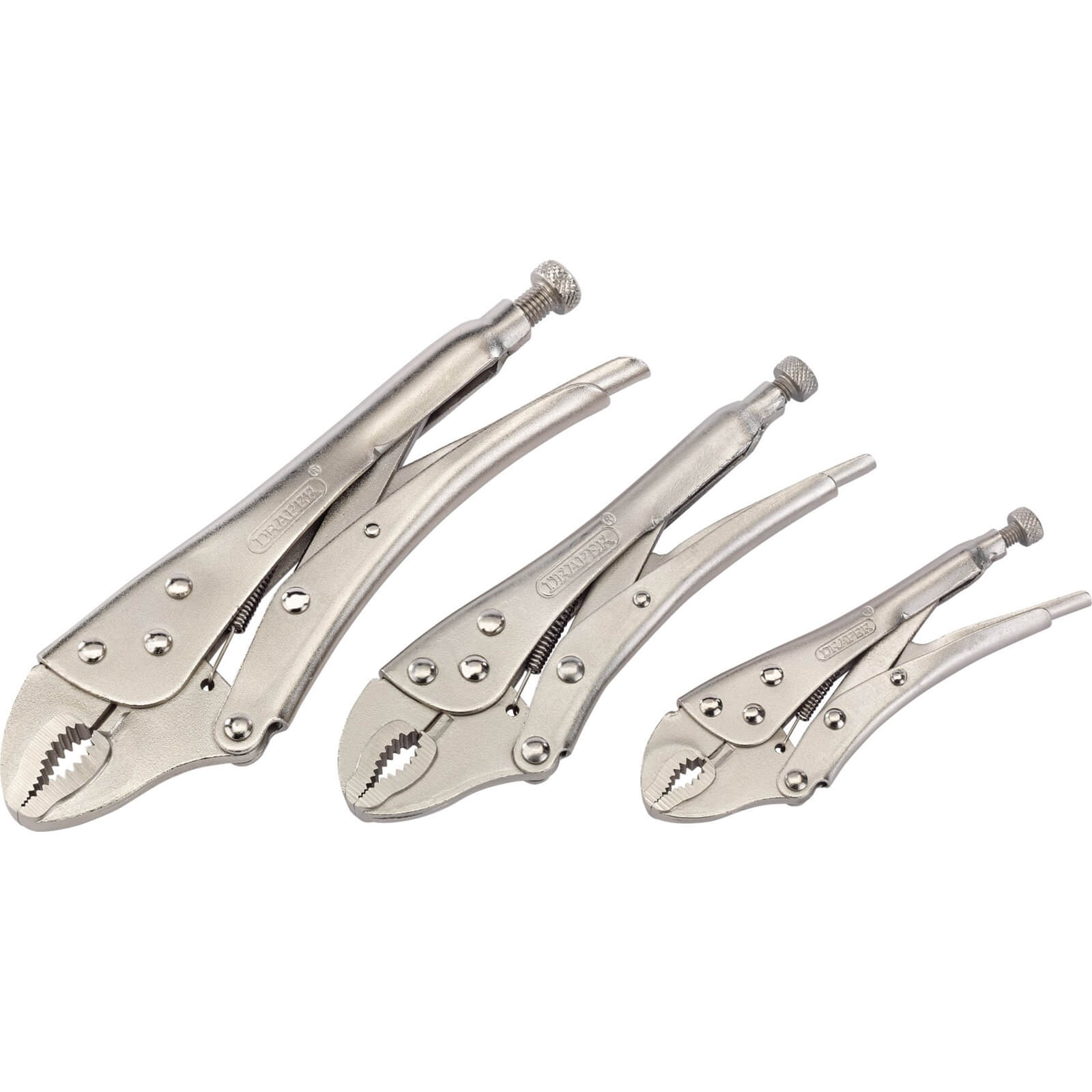 Image of Draper 3 Piece Curved Jaw Self Grip Plier Set