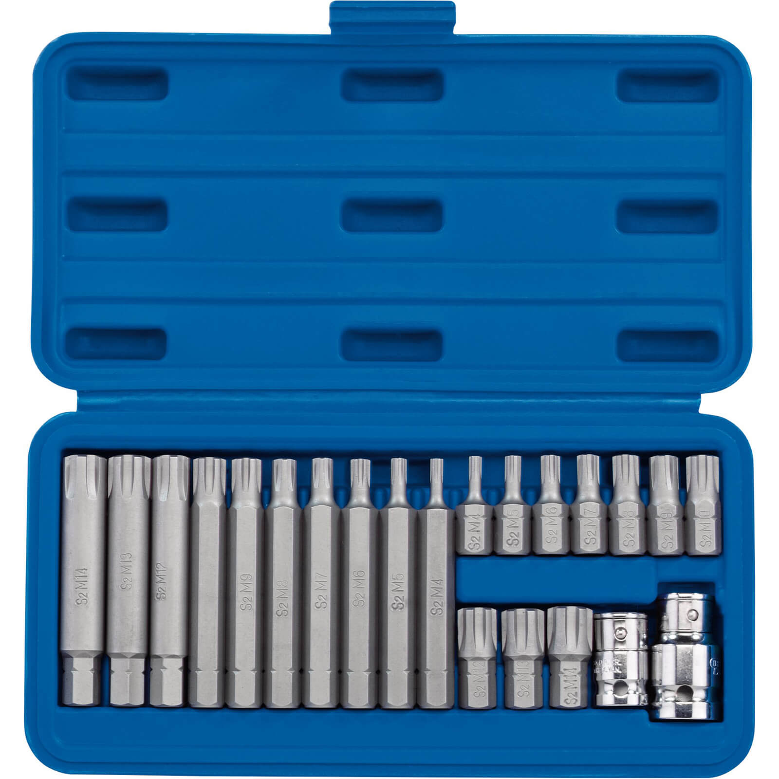 Image of Draper 22 Piece 3/8" and 1/2" Drive Ribe Socket and Bit Set Combination 100mm