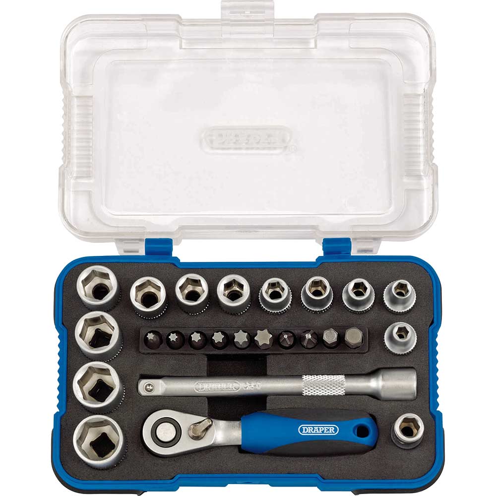 Draper 26 Piece 1/4" Drive Hex Socket and Screwdriver Bit Set Metric 1/4