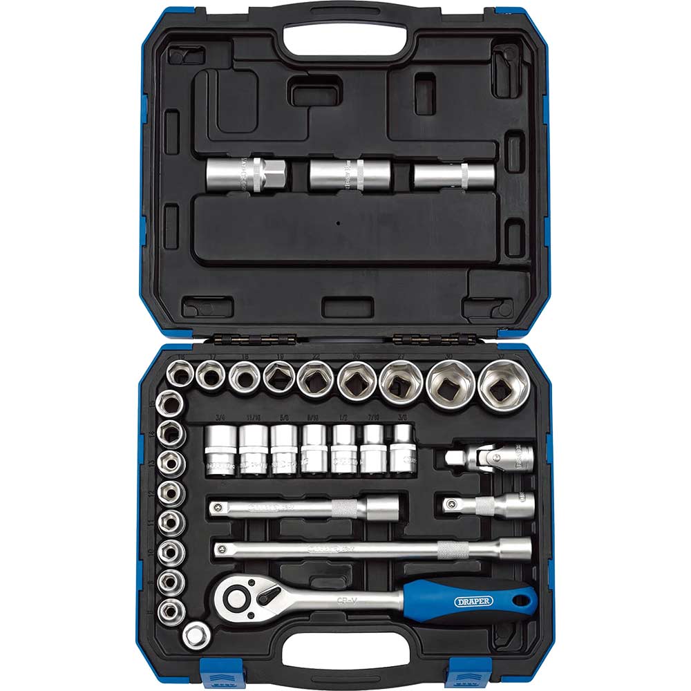Draper 33 Piece 1/2" Drive Hex Socket Set Metric and Imperial 1/2