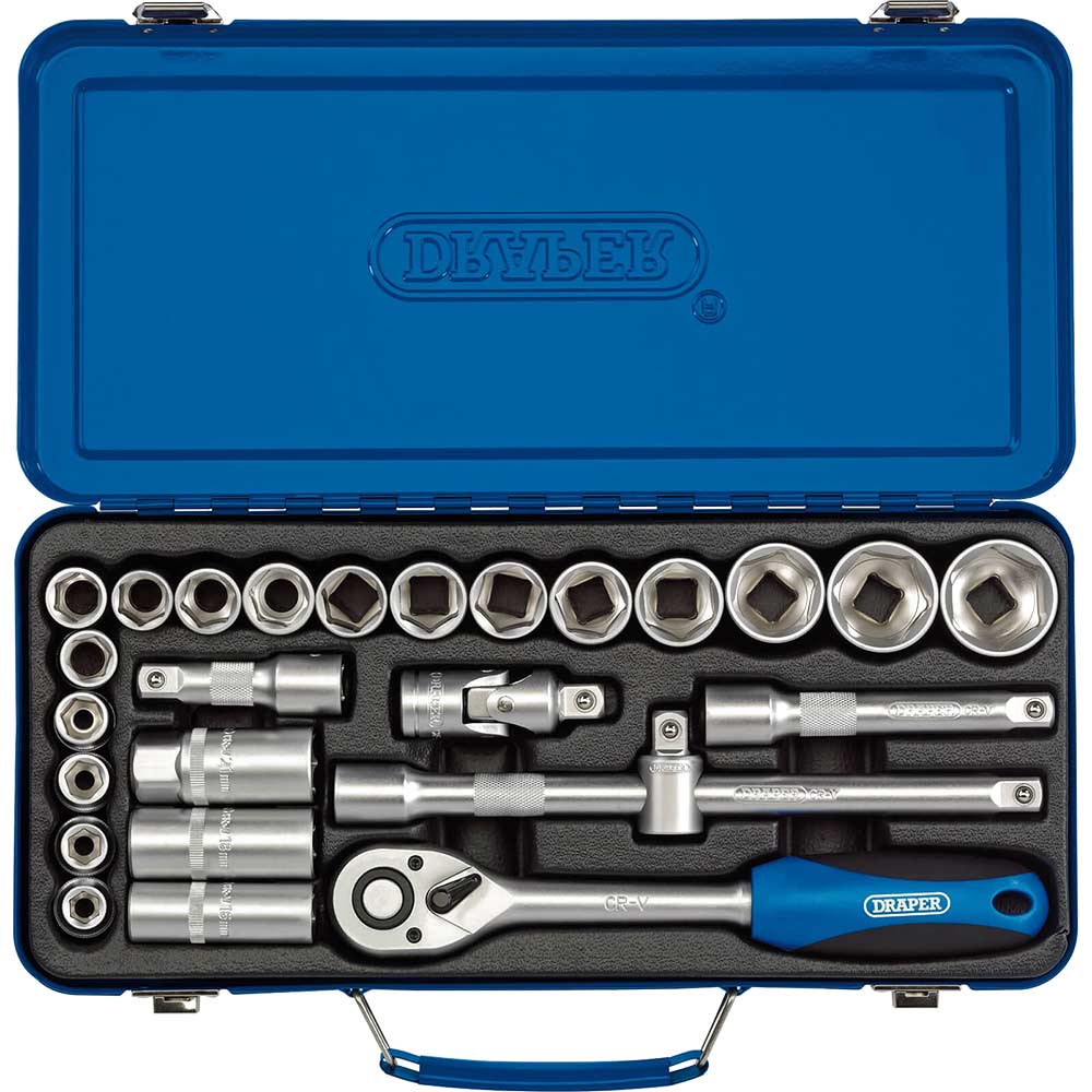 Draper 26 Piece 1/2" Drive Hex Socket Set Metric 1/2