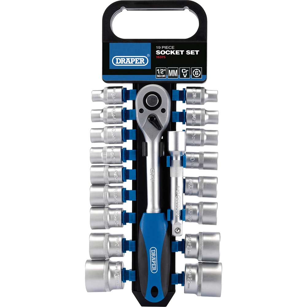 Draper 19 Piece 1/2" Drive Hex Socket Set Metric 1/2