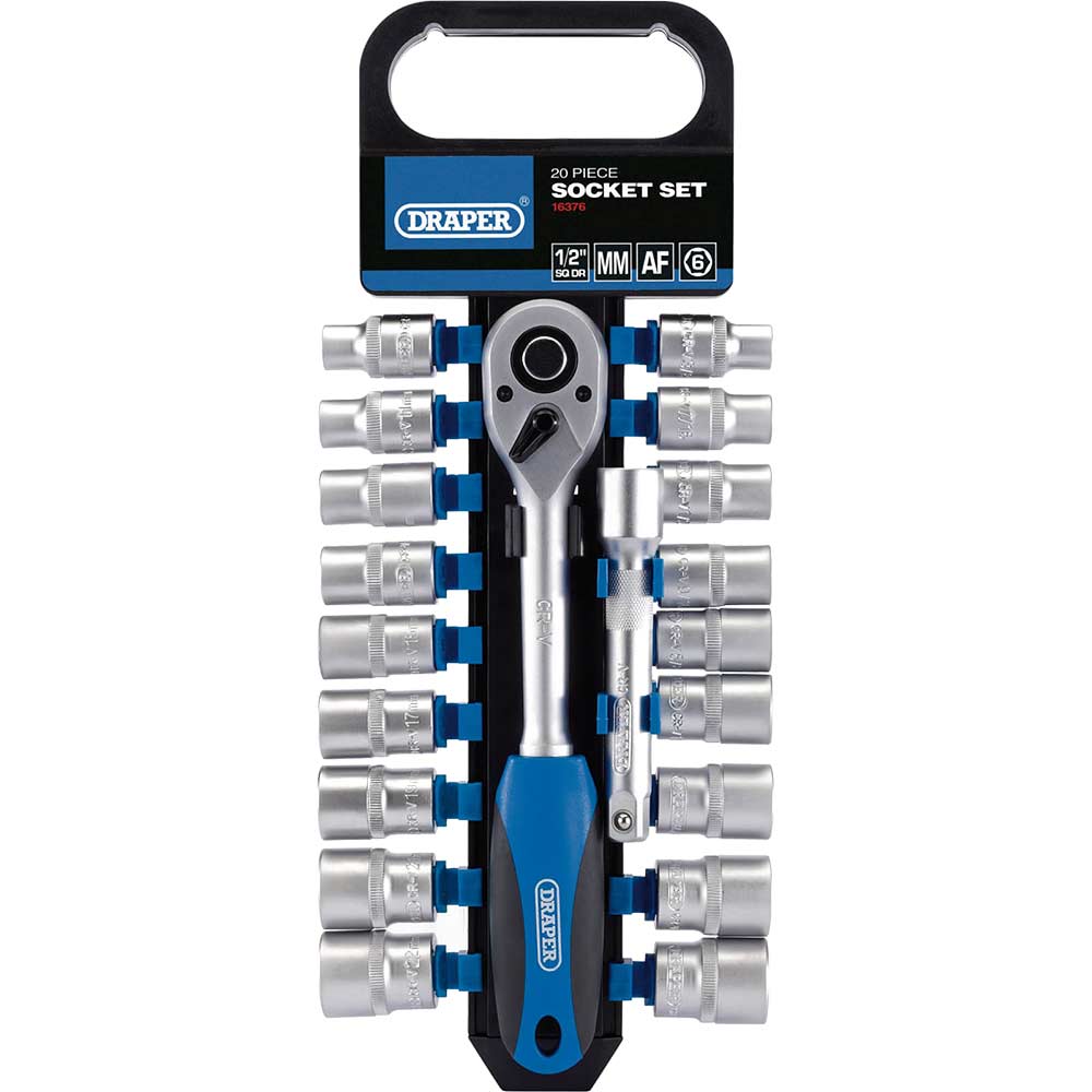 Draper 20 Piece 1/2" Drive Hex Socket Set Metric and Imperial 1/2