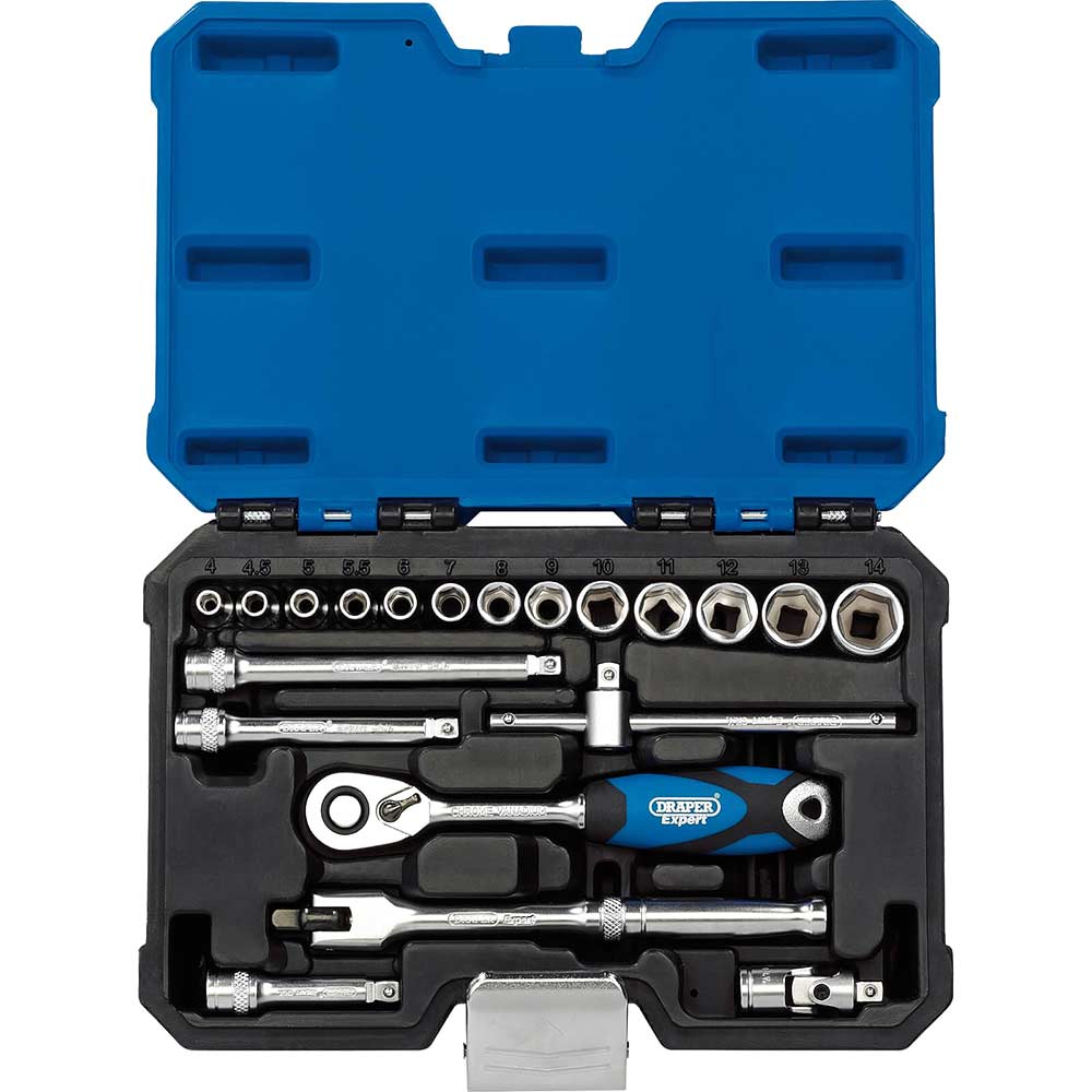 Draper 20 Piece 1/4" Drive Hex Socket Set Metric 1/4