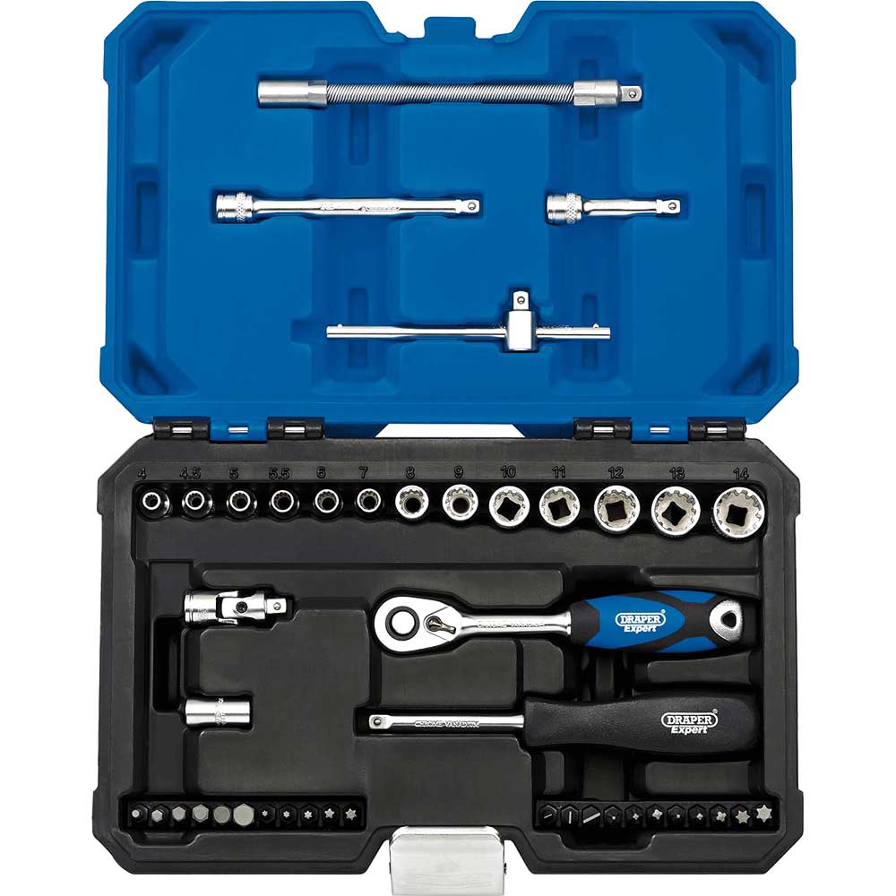 Image of Draper Expert 43 Piece 1/4" Drive Bi Hex Socket and Screwdriver Bit Set Metric 1/4"