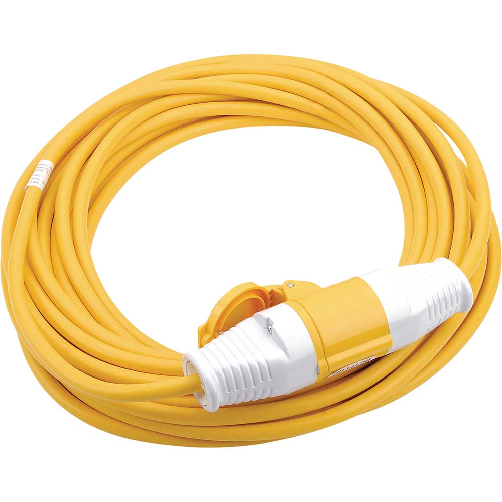 Image of Draper Extension Trailing Lead 32 amp 2.5mm Yellow Cable 110v 14m