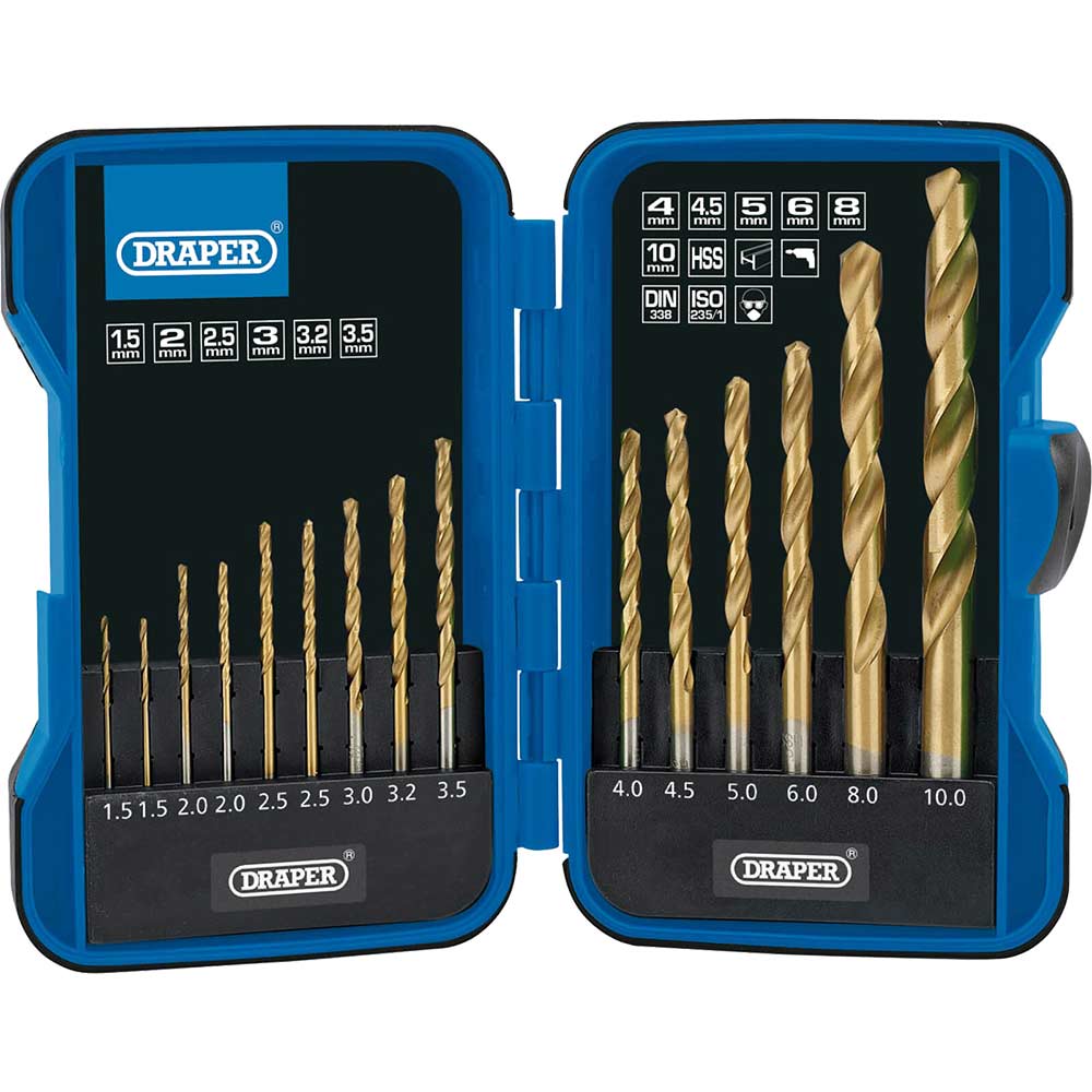 Image of Draper 15 Piece HSS-TiN Drill Bit Set