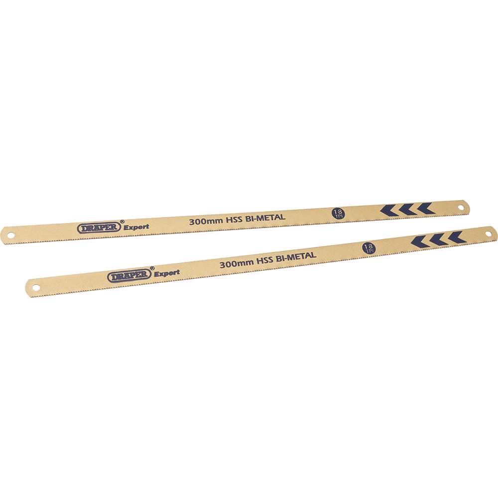 Draper Expert Bi Metal Hacksaw Blades 12" / 300mm 18tpi Pack of 2