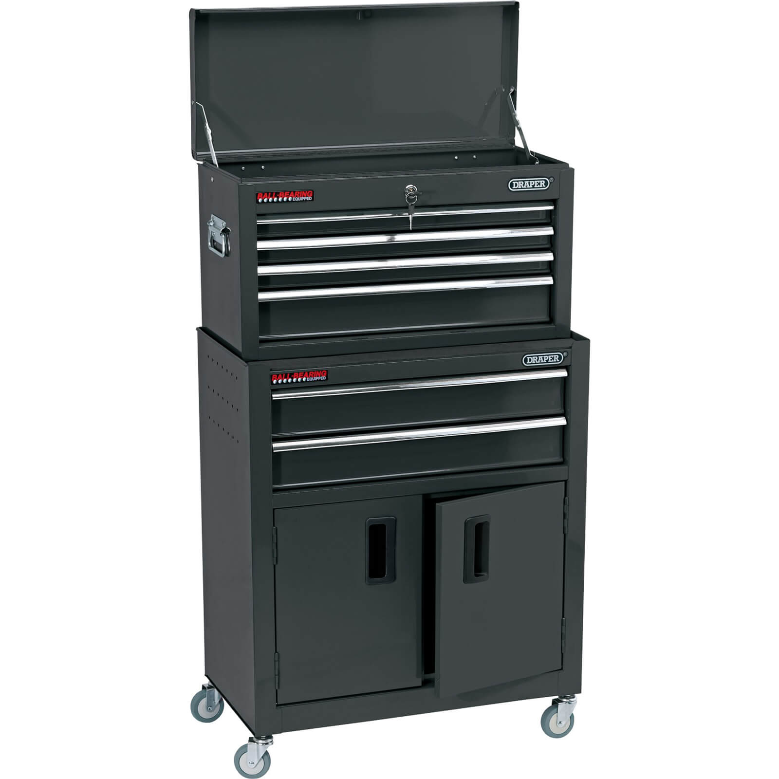 Image of Draper 6 Drawer Roller Cabinet and Tool Chest Combination Black
