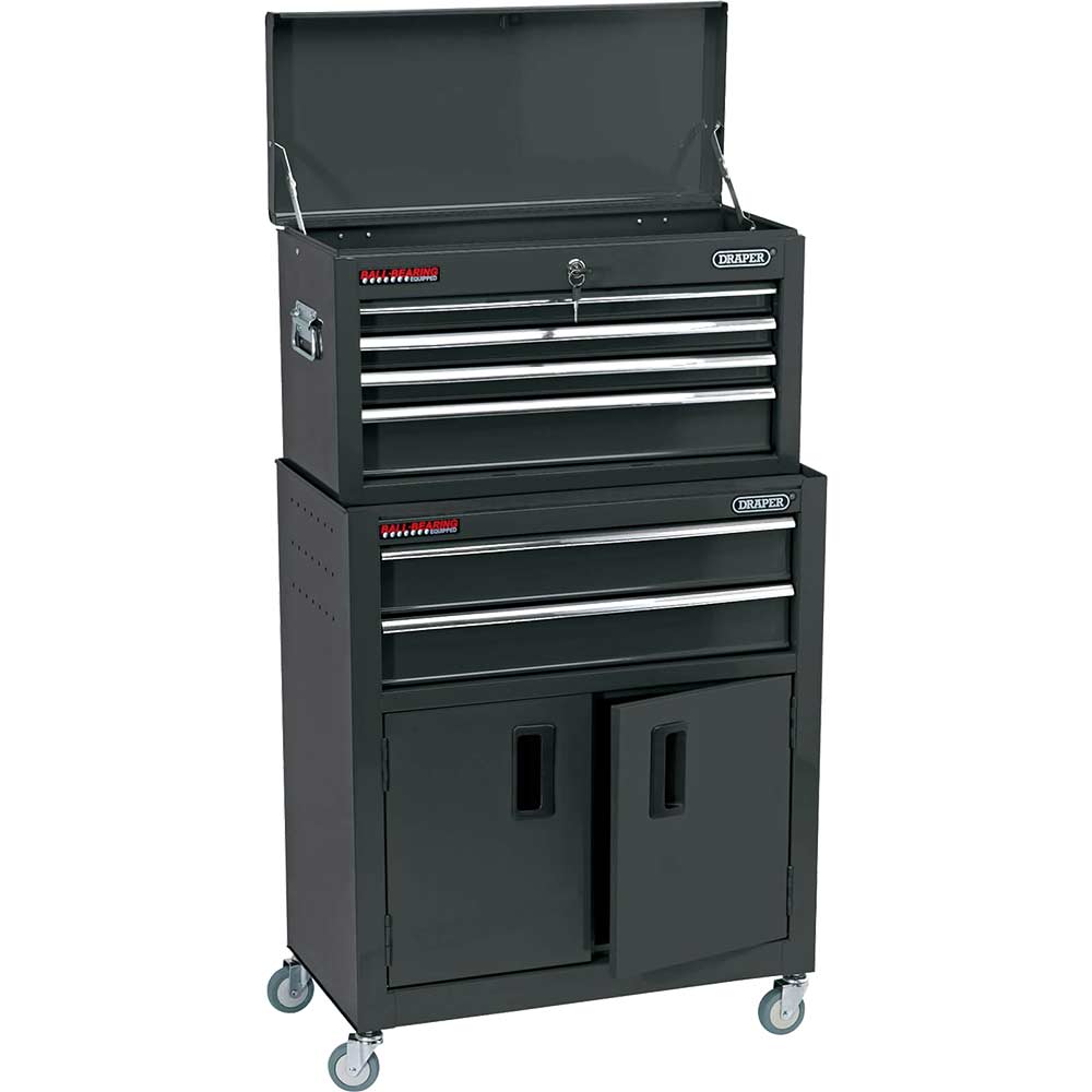 Draper 6 Drawer Roller Cabinet and Tool Chest Combination Black