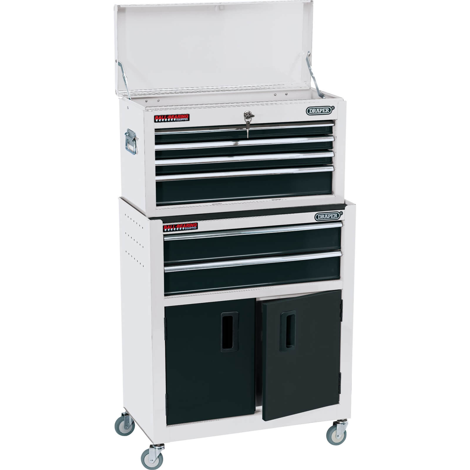 Image of Draper 6 Drawer Roller Cabinet and Tool Chest Combination White