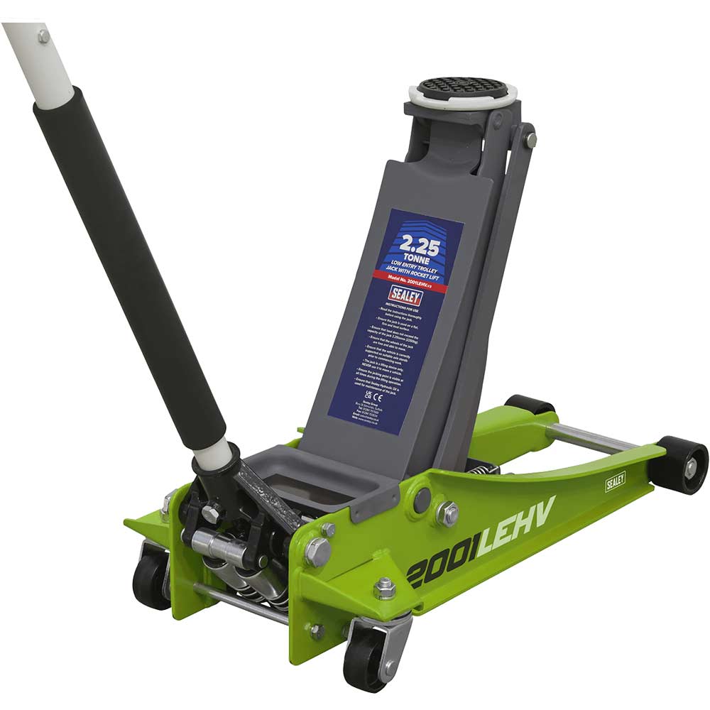 Sealey 2 Tonne Low Entry Rocket Lift Trolley Jack Green