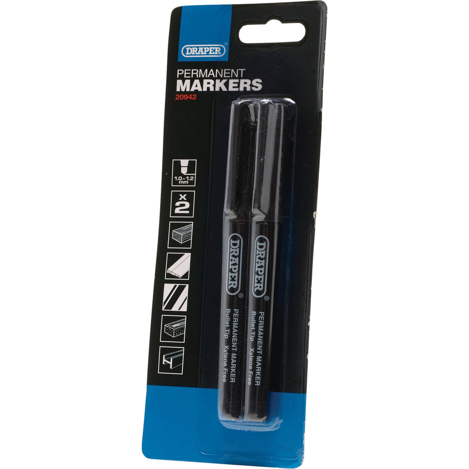 Image of Draper Permanent Marker Pen Black Pack of 2