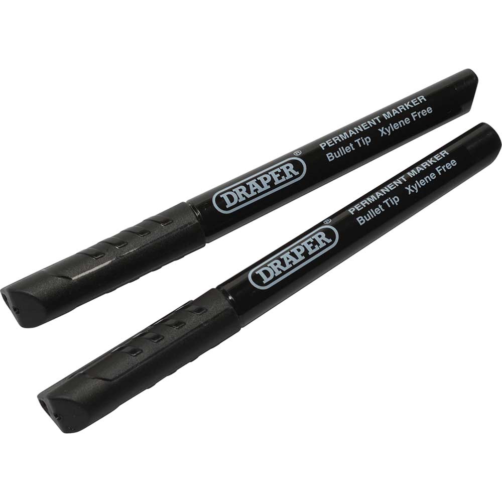 Draper Permanent Marker Pen Black Pack of 2