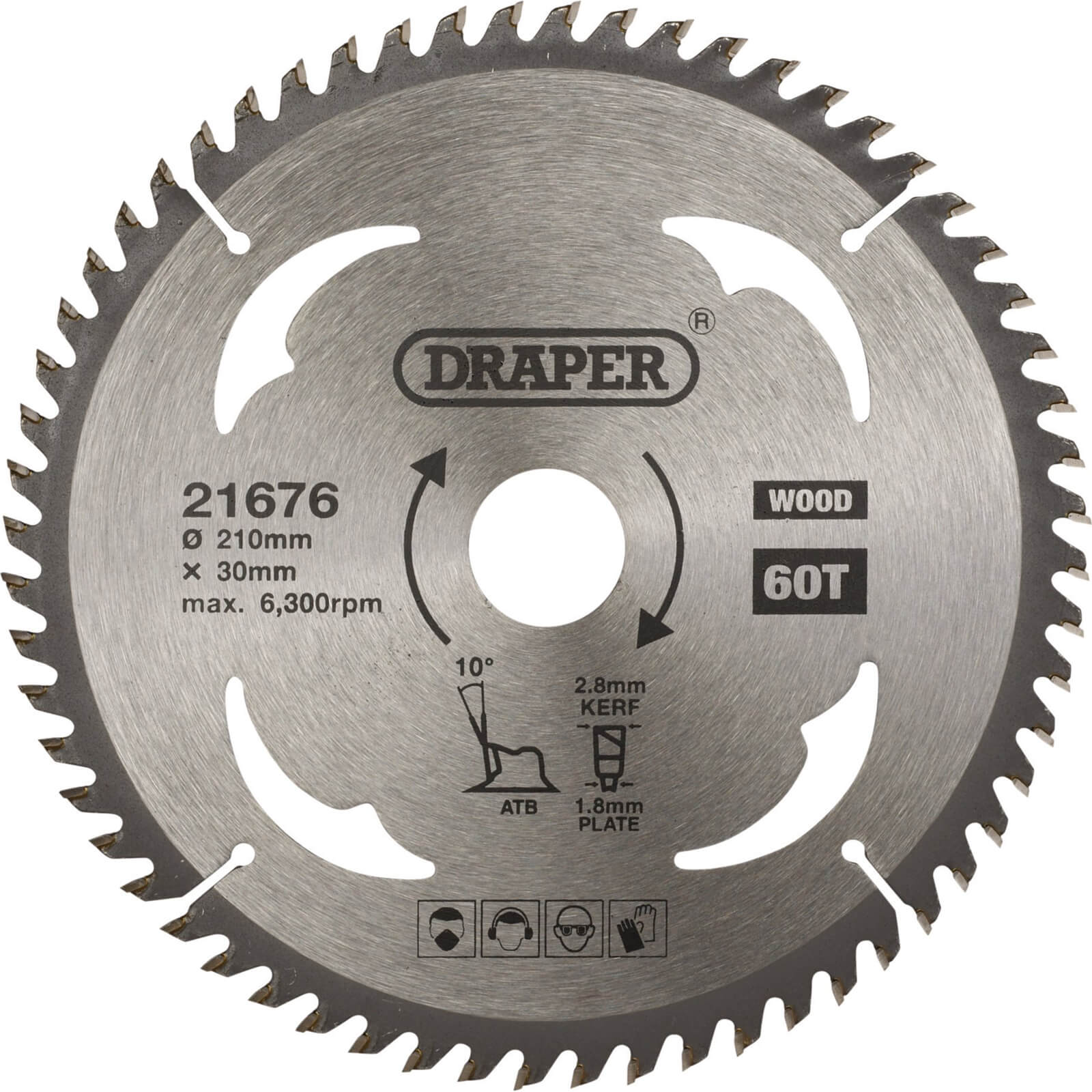 Image of Draper TCT Wood Cutting Circular Saw Blade 210mm 60T 30mm