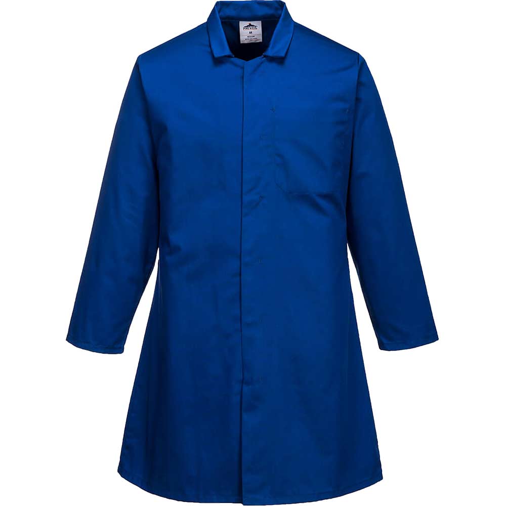 Portwest Mens Single Pocket Food Coat Royal Blue L
