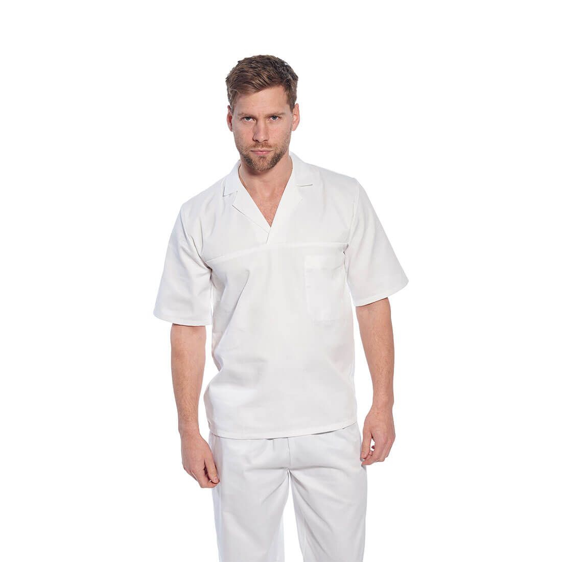 Image of Portwest Mens Bakers Short Sleeve Shirt White XL