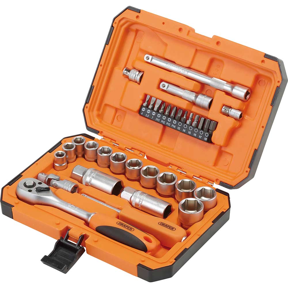 Photos - Tool Kit Draper 34 Piece 1/4" and 3/8" Drive Hi-Torq Hexagon Socket Set Combination 22110 