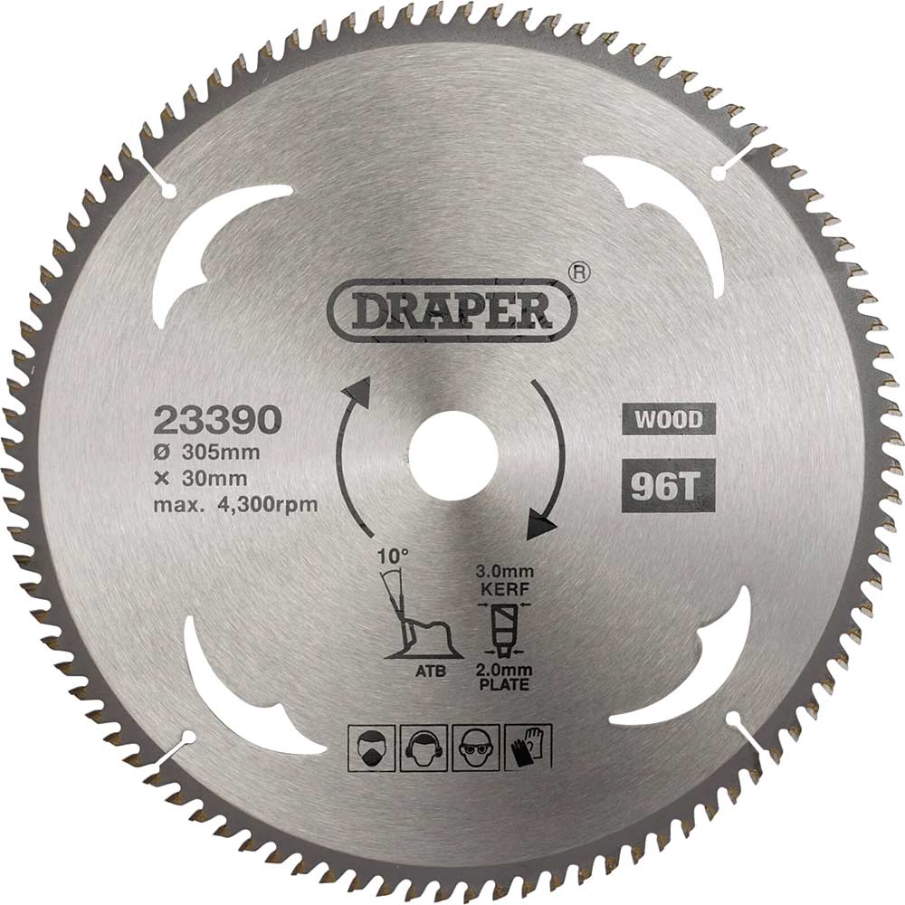 Draper TCT Wood Cutting Circular Saw Blade 305mm 96T 30mm