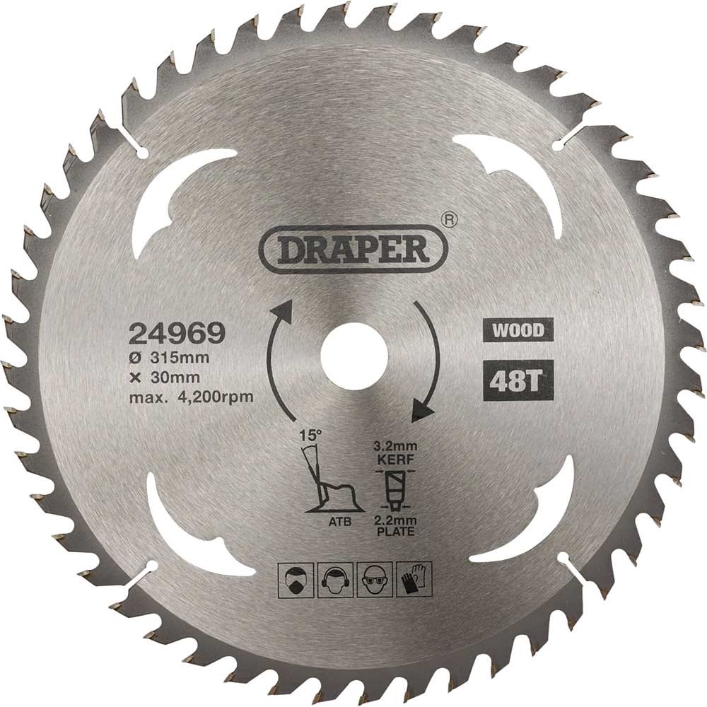 Draper TCT Wood Cutting Circular Saw Blade 315mm 48T 30mm