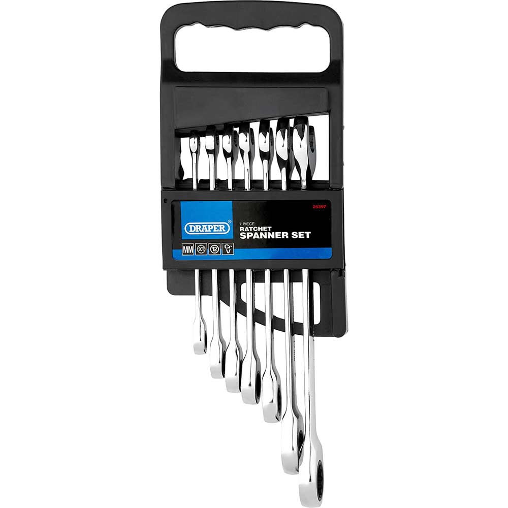 Draper 7 Piece Ratchet Combination Spanner Set Metric