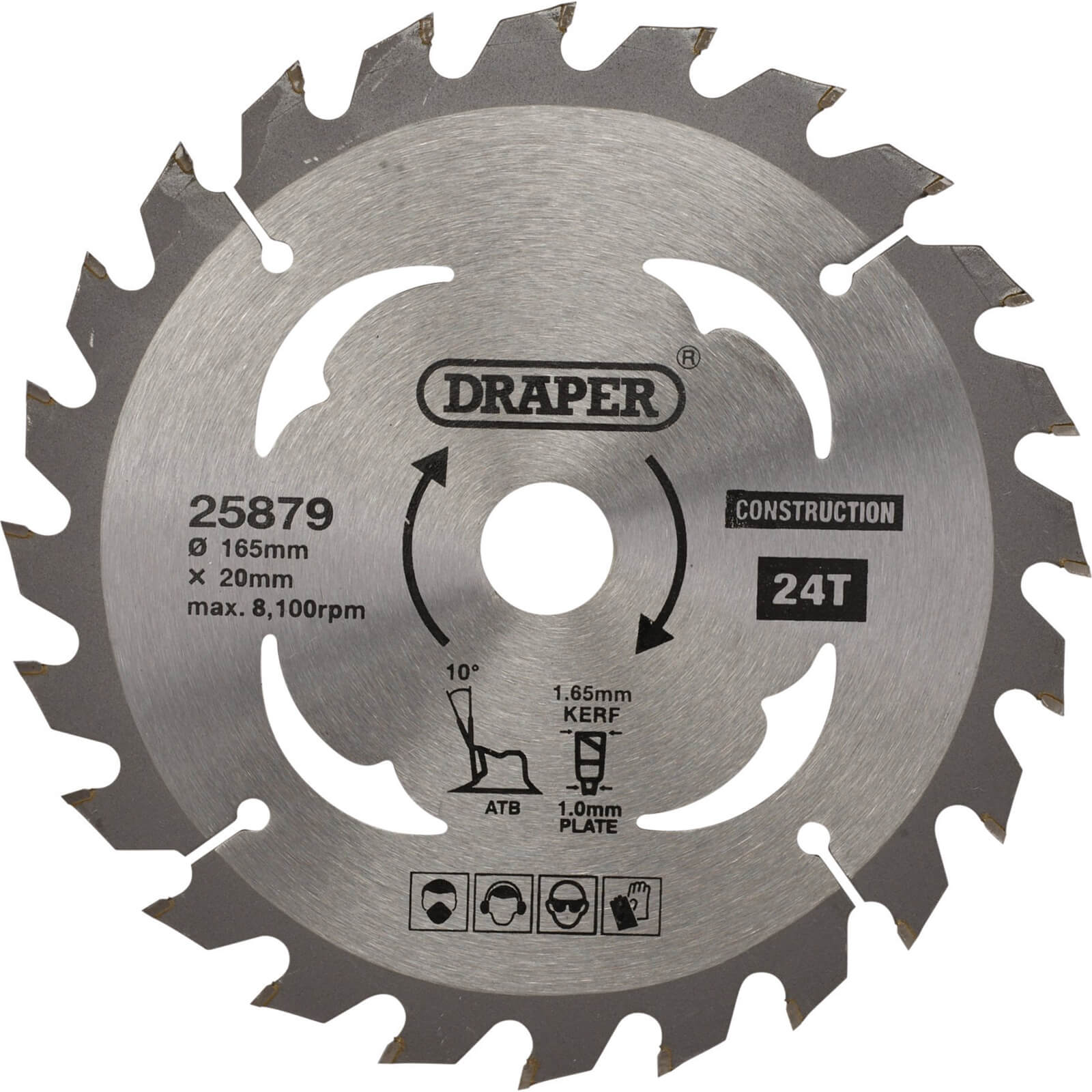 Image of Draper TCT Construction Circular Saw Blade 165mm 24T 20mm