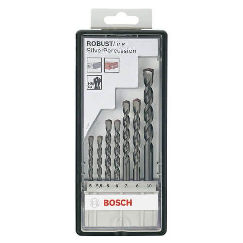 Image of Bosch 7 Piece Silver Percussion Masonry Drill Bit Set